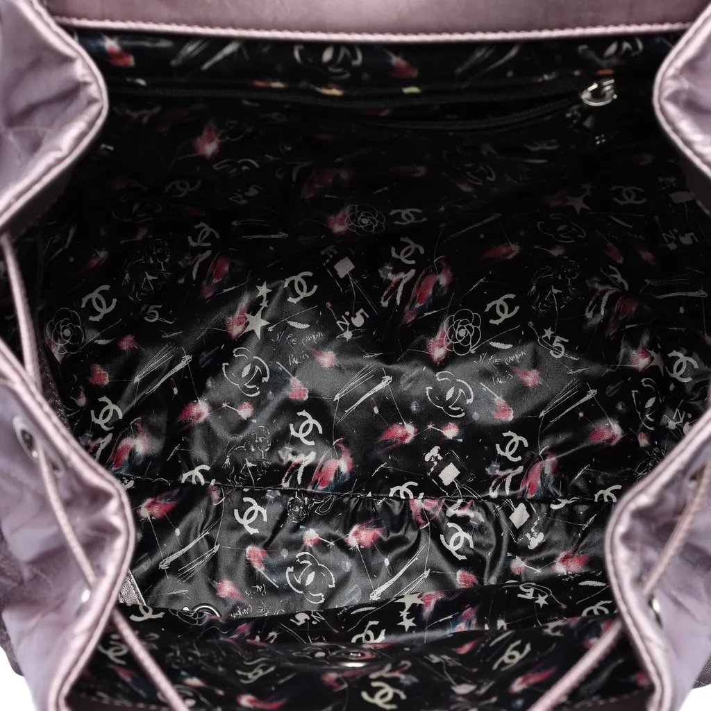 Chanel Quilted Iridescent Calfskin Ground Control Flap Backpack Pink Leather Very good - Model View