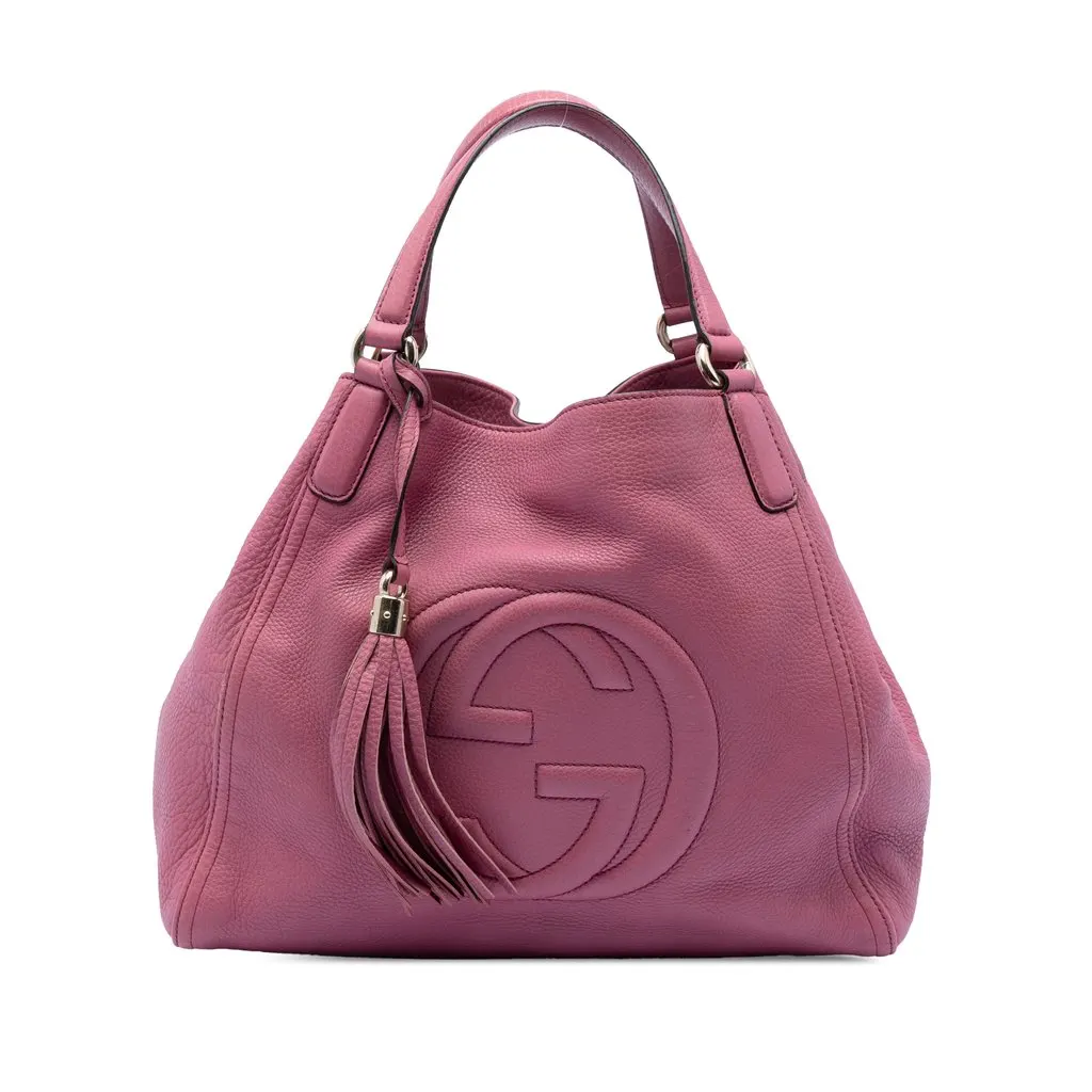Gucci Medium Leather Soho Cellarius Tote Pink Leather Very good - Front View