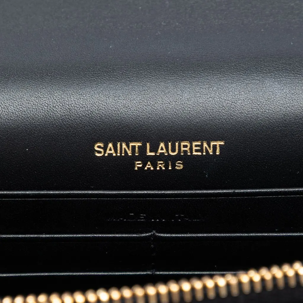 Saint Laurent Smooth Calfskin Monogram Kate Bicolor Tassel Wallet On Strap Black Leather Very good - Box View