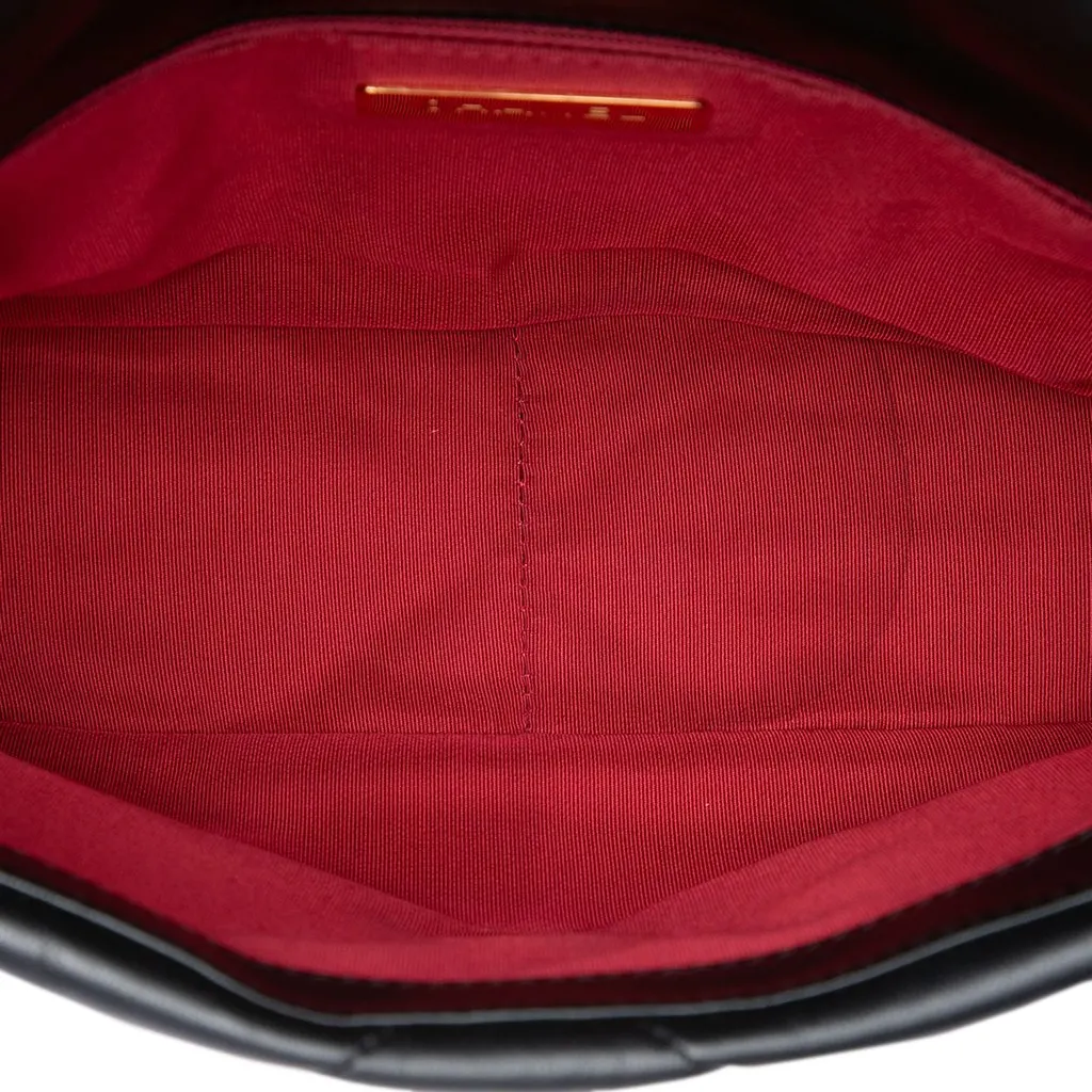Chanel Medium Lambskin 19 Flap Black Leather Very good - Model View
