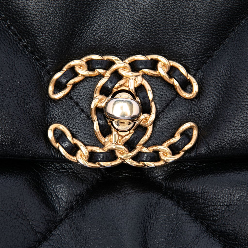 Chanel Medium Lambskin 19 Flap Black Medium Leather