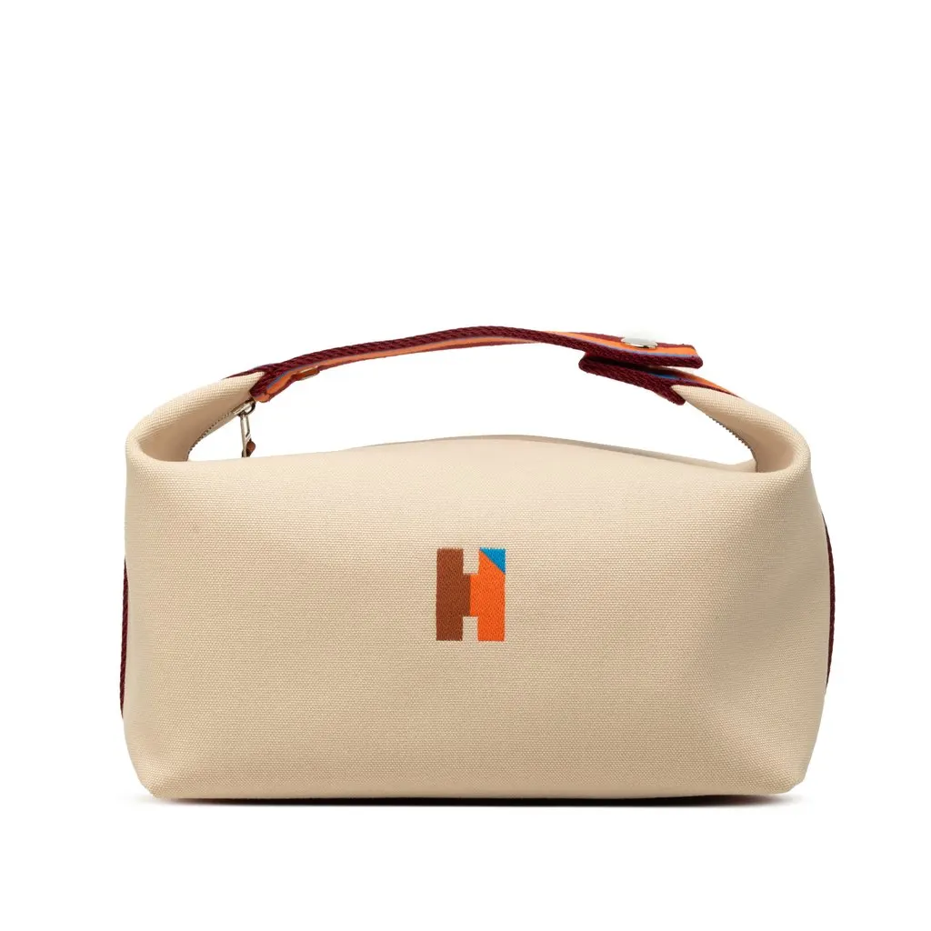 Hermès Large Toile Bride A Brac H Pavillon Case Brown Very good - Front View