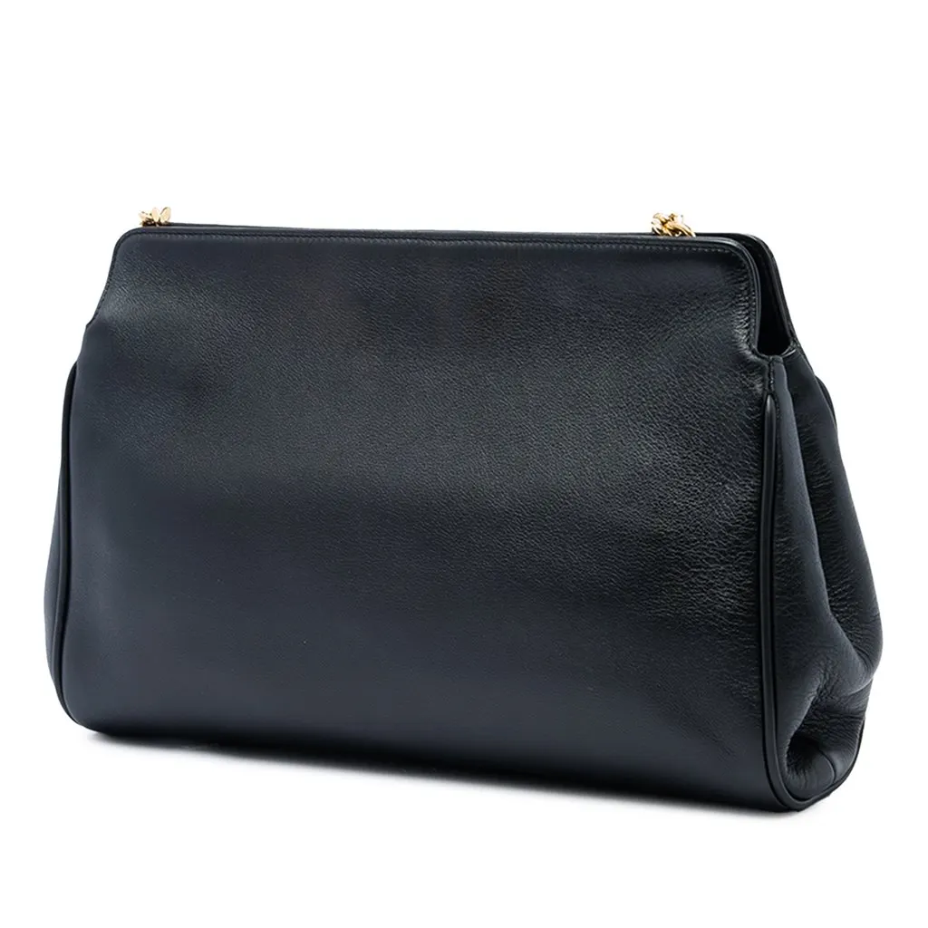 Saint Laurent Leather Trois Clois Shoulder Bag Black Leather Very good - Back View