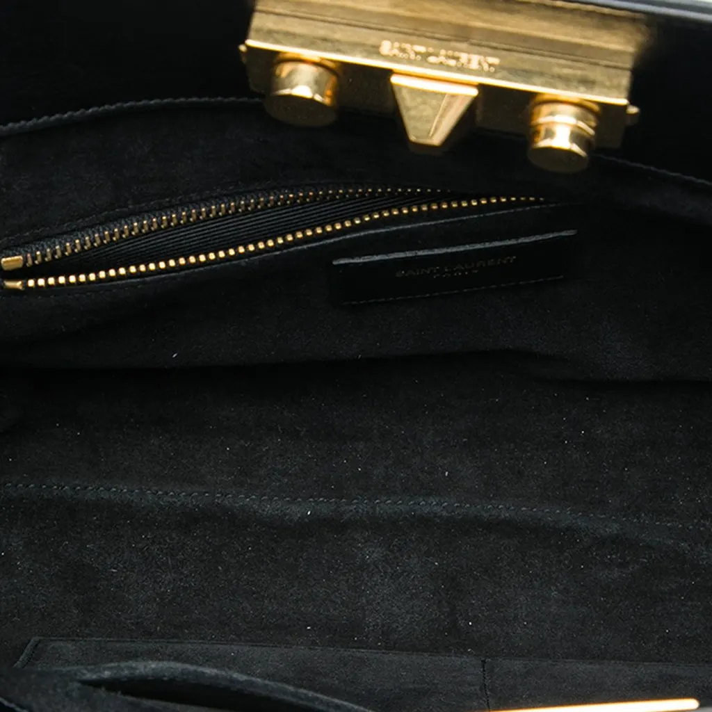 Saint Laurent Leather Trois Clois Shoulder Bag Black Leather Very good - Model View