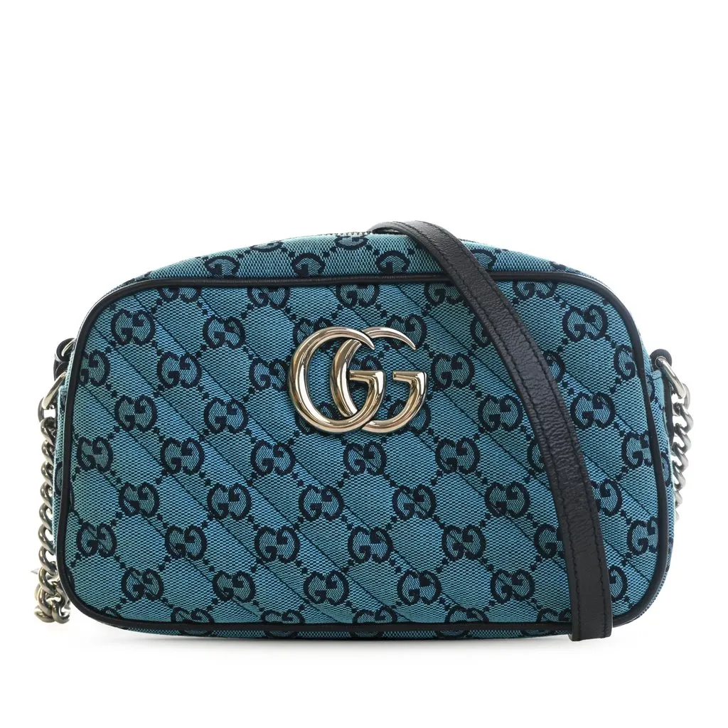 Gucci Small GG Marmont Matelasse GG Canvas Crossbody Blue Very good - Front View