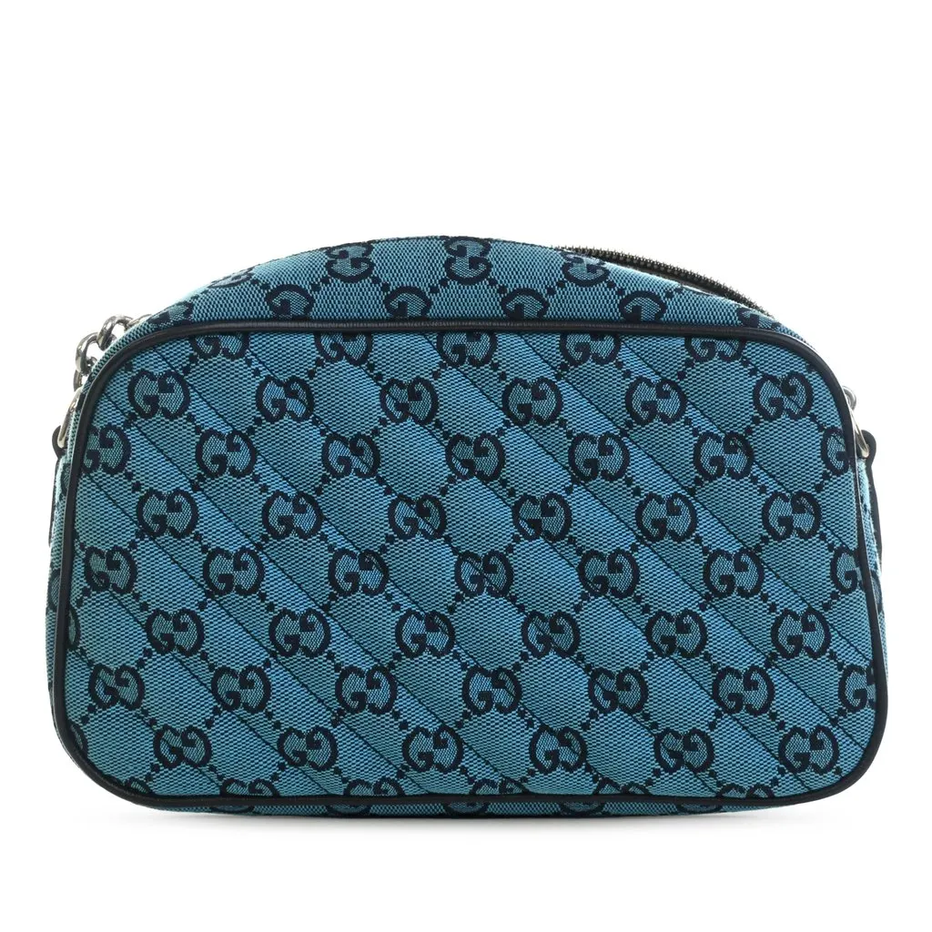 Gucci Small GG Marmont Matelasse GG Canvas Crossbody Blue Very good - Back View