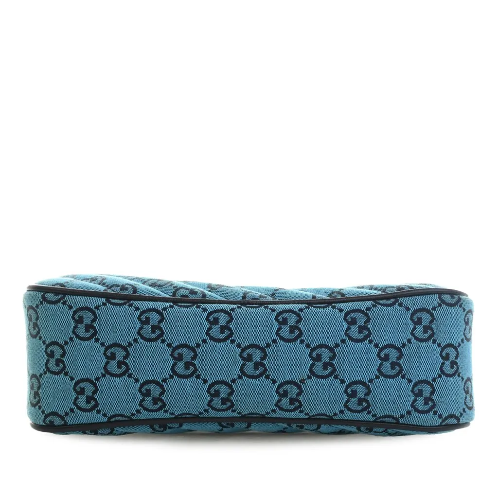 Gucci Small GG Marmont Matelasse GG Canvas Crossbody Blue Very good - Inside View