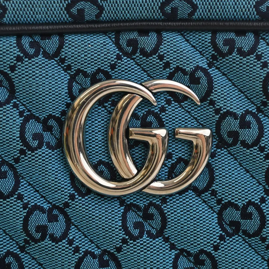 Gucci Small GG Marmont Matelasse GG Canvas Crossbody Blue Very good - Box View