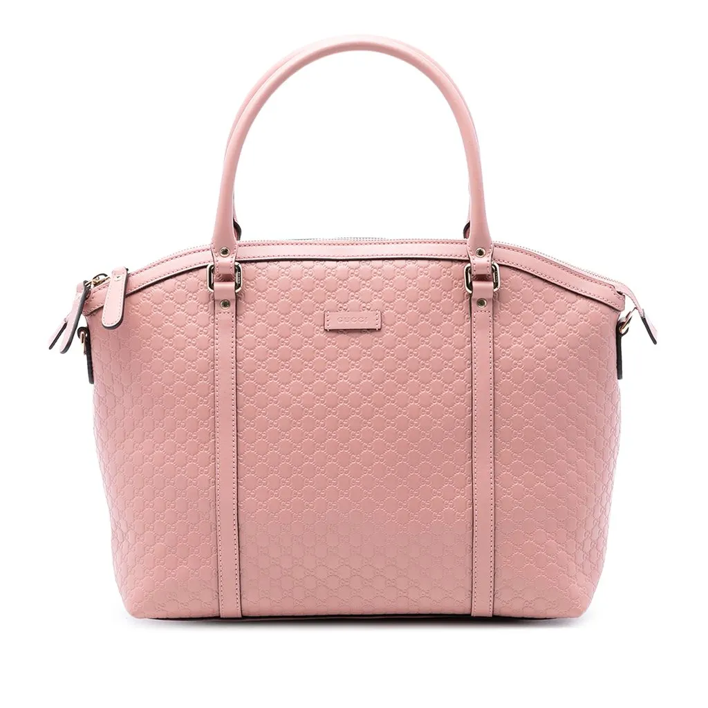 Gucci Large Microguccissima Dome Satchel Pink Leather Very good - Front View