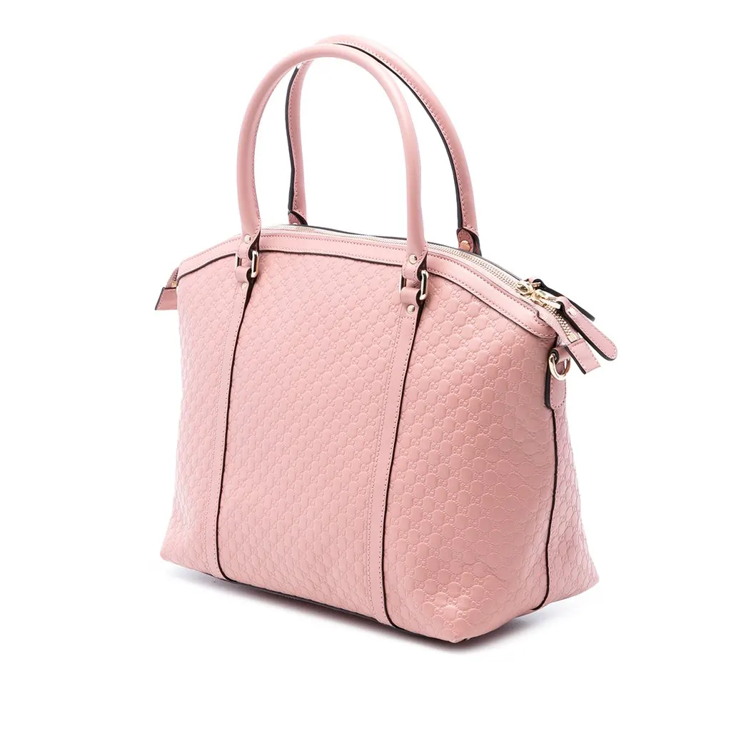 Gucci Large Microguccissima Dome Satchel Pink Leather Very good - Back View