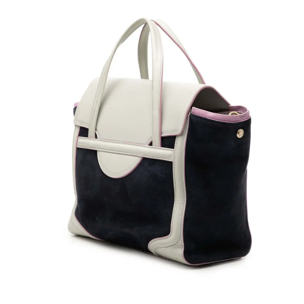 Versace Suede and Goatskin Signature Satchel Black Leather Very good - Back View