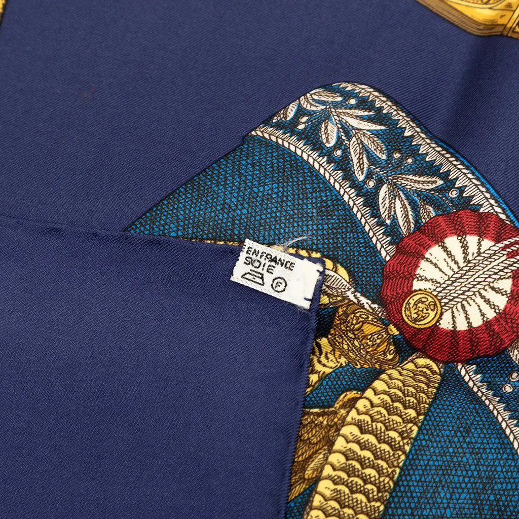 Hermès Grand Uniforme Silk Scarf 90 Blue Very good - Box View