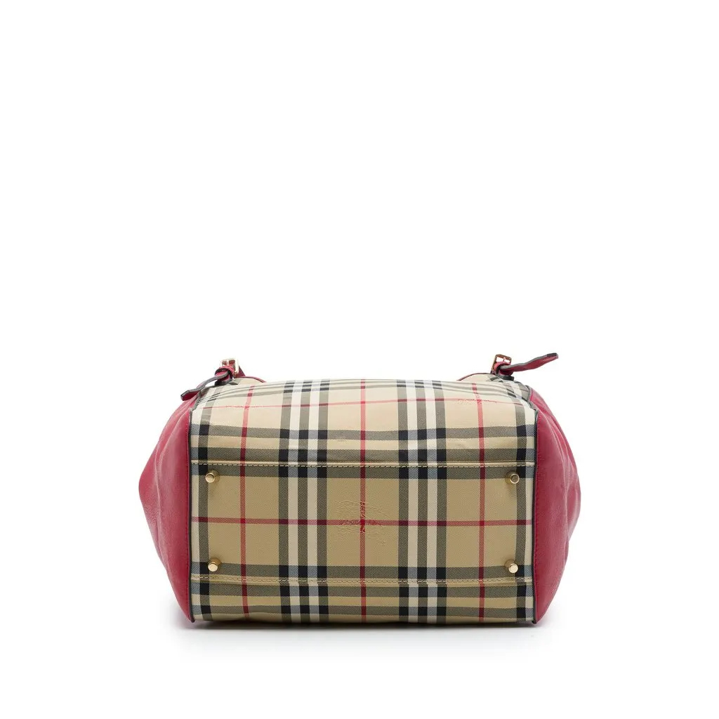 Burberry Small Haymarket Check Nylon and Calfskin Canterbury Tote Beige Very good - Inside View