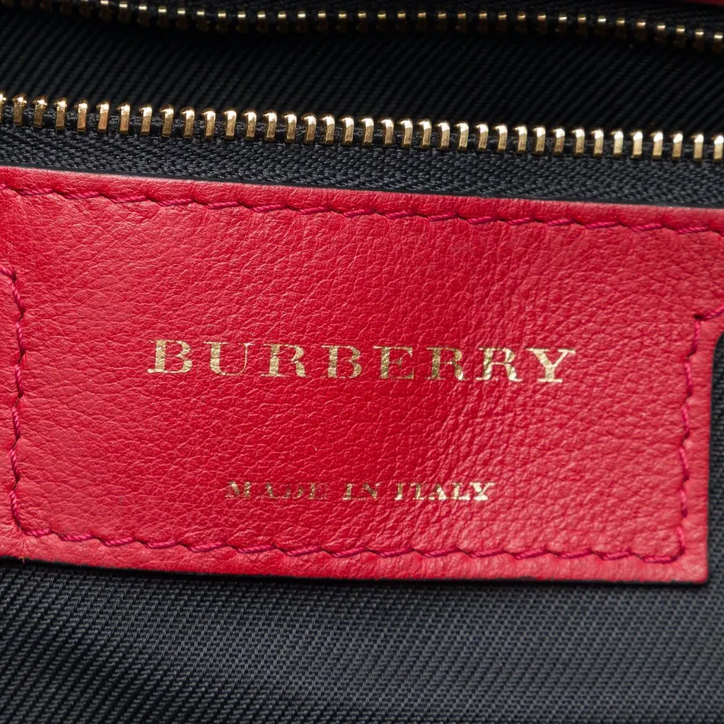 Burberry Small Haymarket Check Nylon and Calfskin Canterbury Tote Beige Very good - Box View
