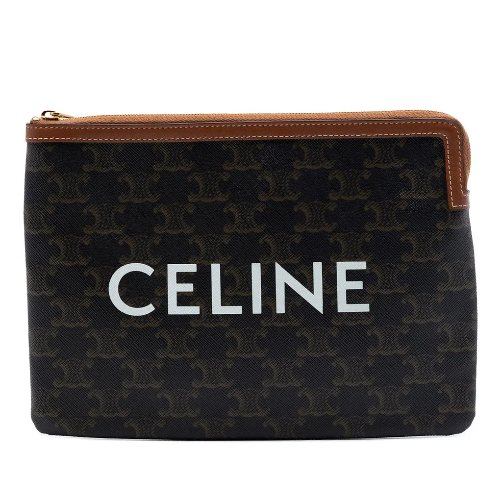 Celine Small Triomphe Coated Canvas Clutch