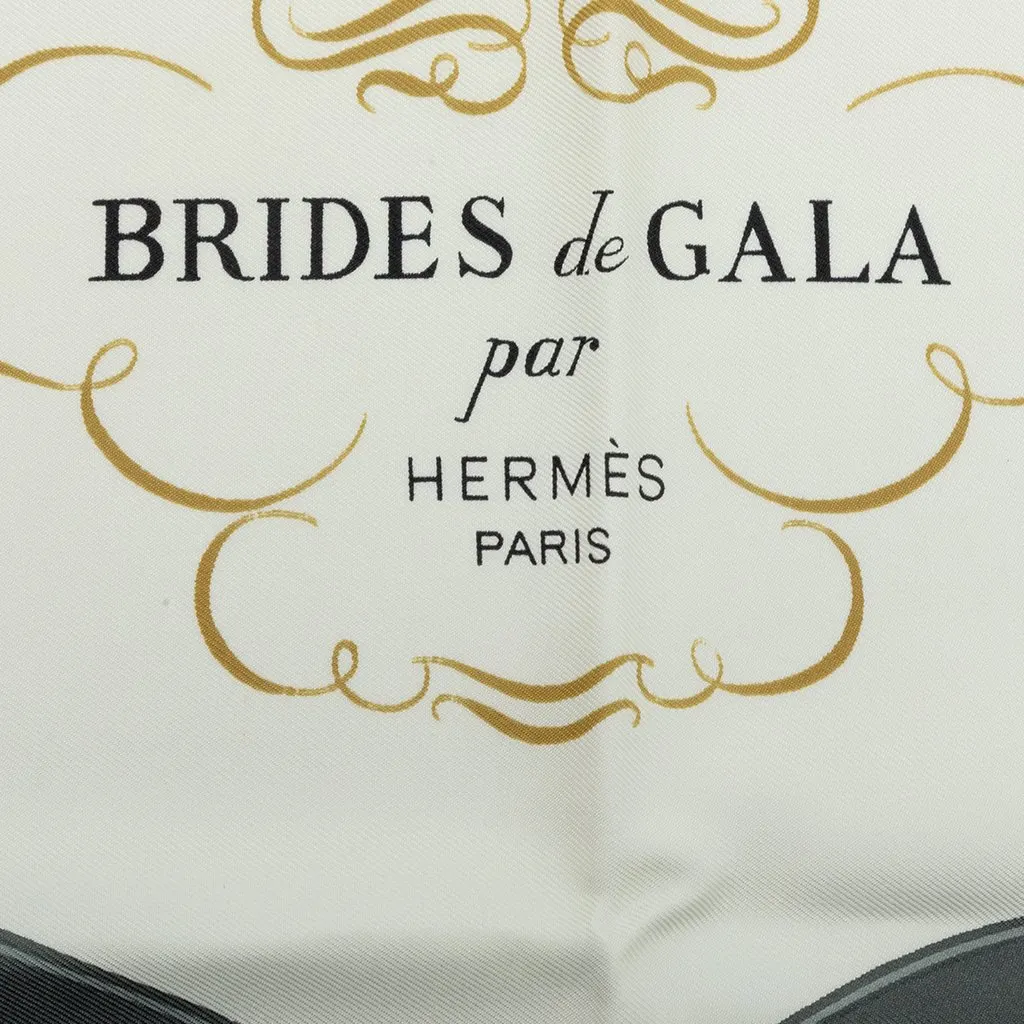 Hermès Brides de Gala Silk Scarf 90 White Silk Very good - Inside View