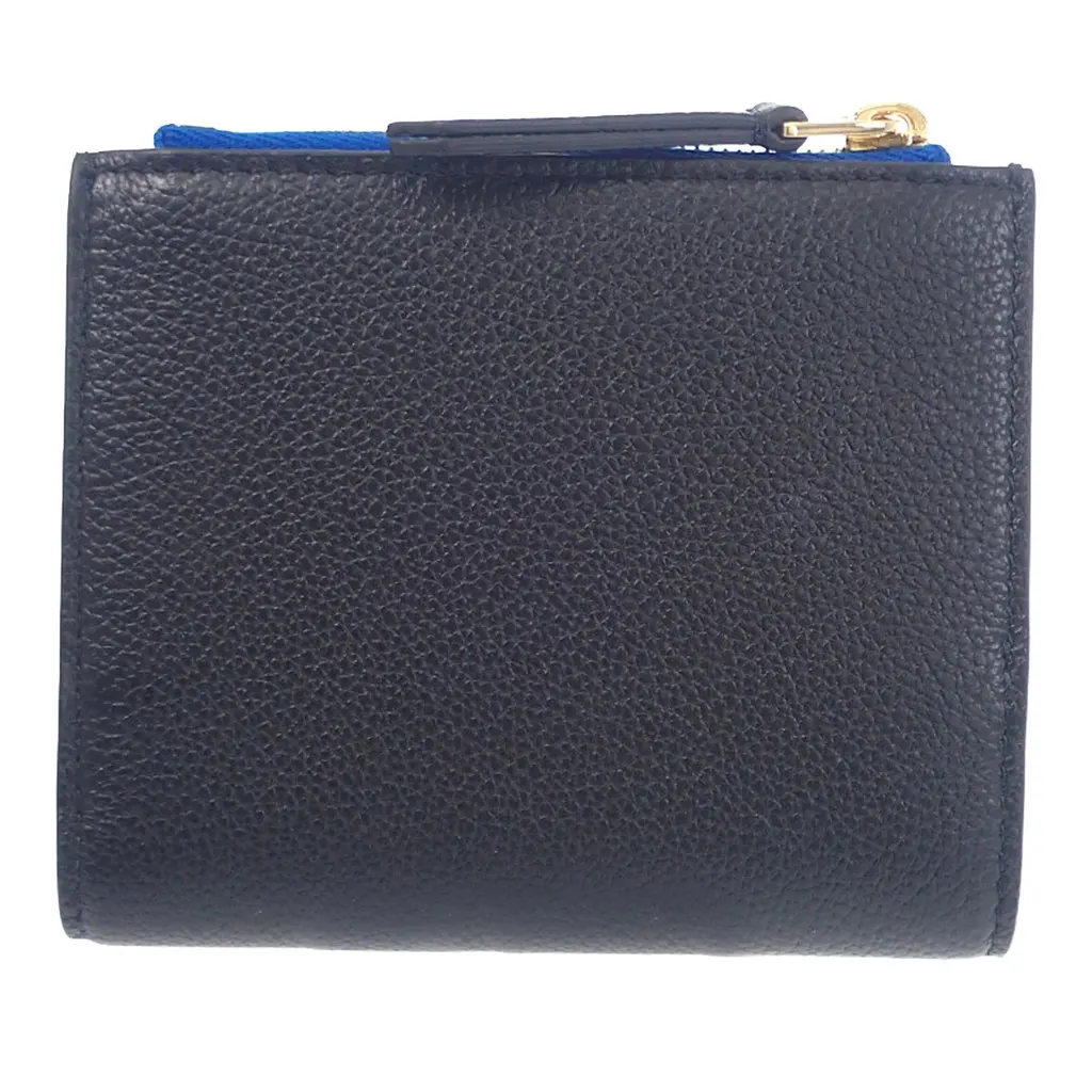 Celine Supple Grained Calfskin Triomphe Compact Wallet Black Leather Very good - Back View