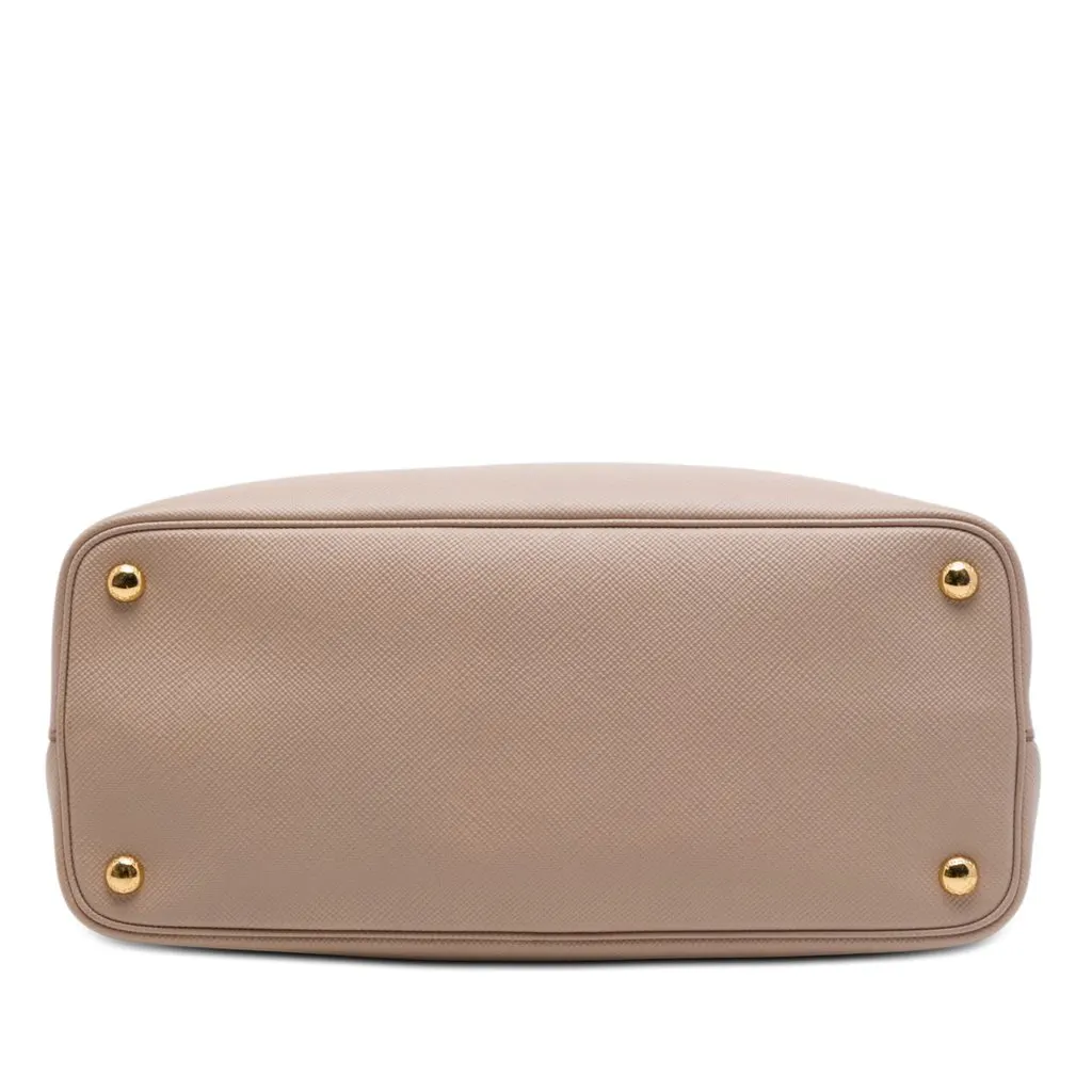 Prada Medium Saffiano Cuir Double Satchel Beige Leather Very good - Inside View