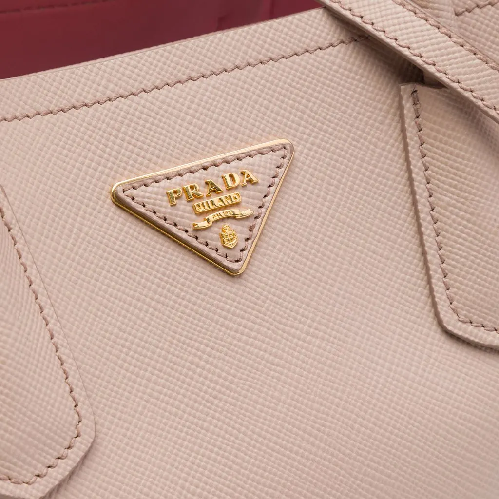 Prada Medium Saffiano Cuir Double Satchel Beige Leather Very good - Box View