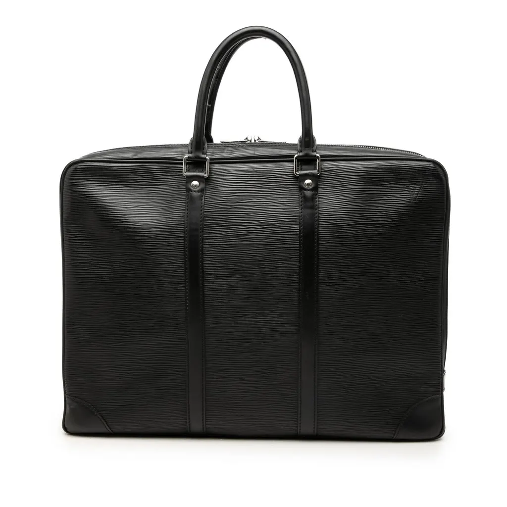 Louis Vuitton Epi Porte Documents Voyage Black Leather Very good - Front View