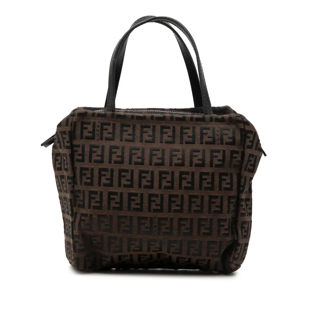 Fendi Mini Zucchino Canvas Handbag Brown Very good - Front View