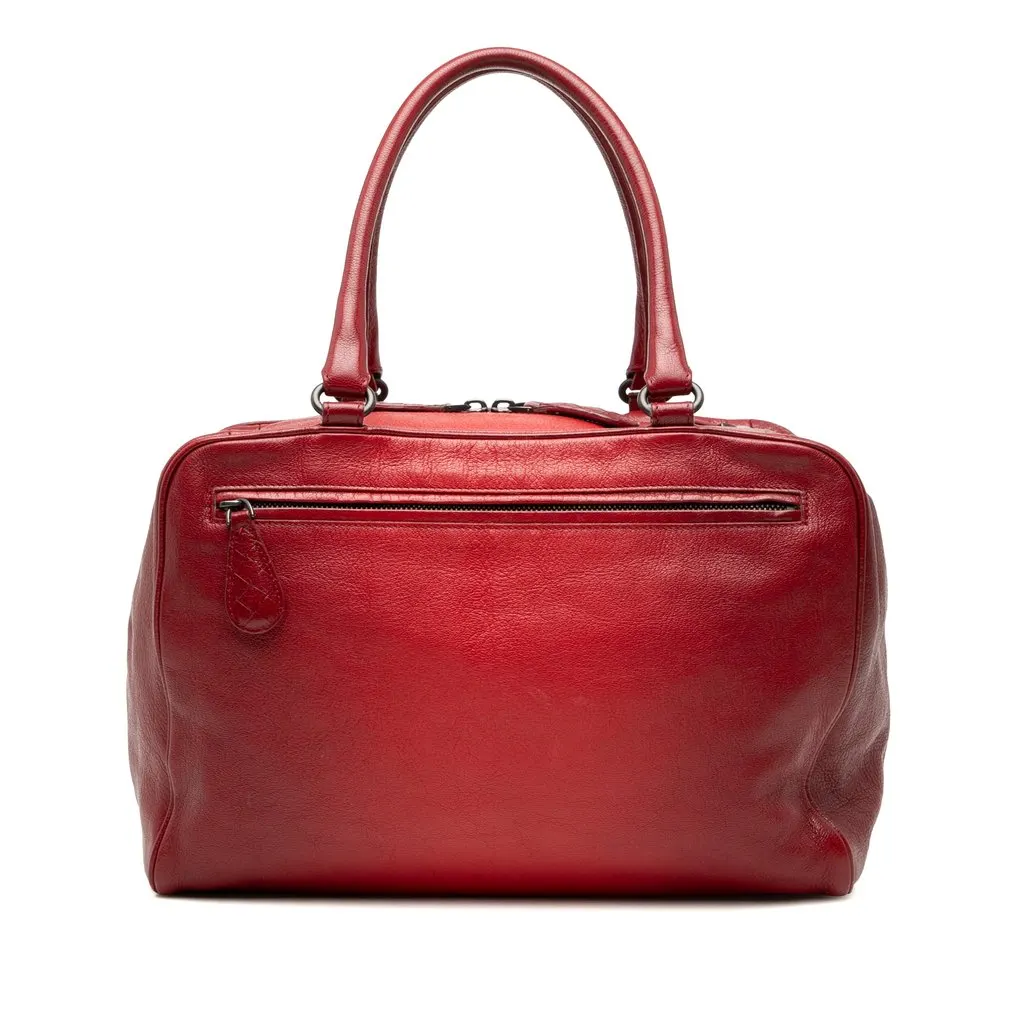 Bottega Veneta Medium Goatskin Madras Sfumato Brera Handbag Red Leather Good - Front View