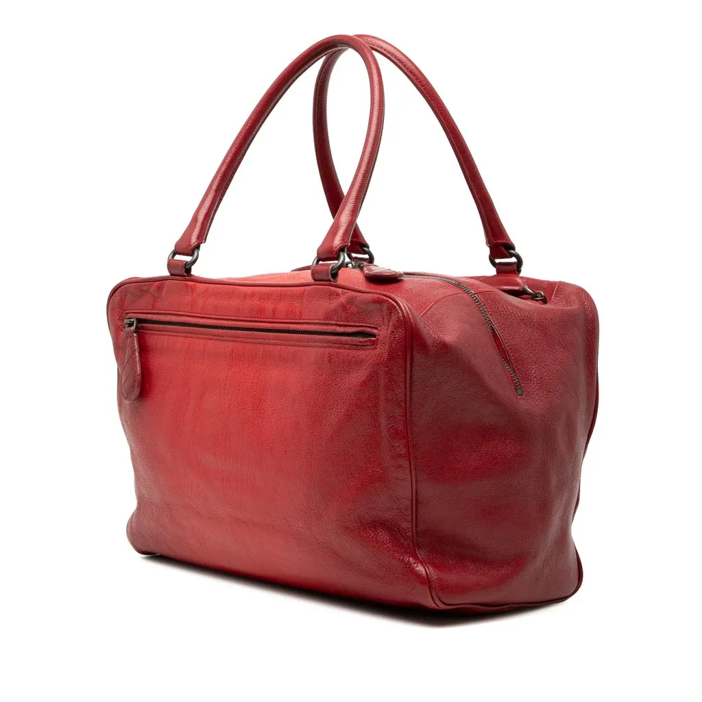 Bottega Veneta Medium Goatskin Madras Sfumato Brera Handbag Red Leather Good - Back View