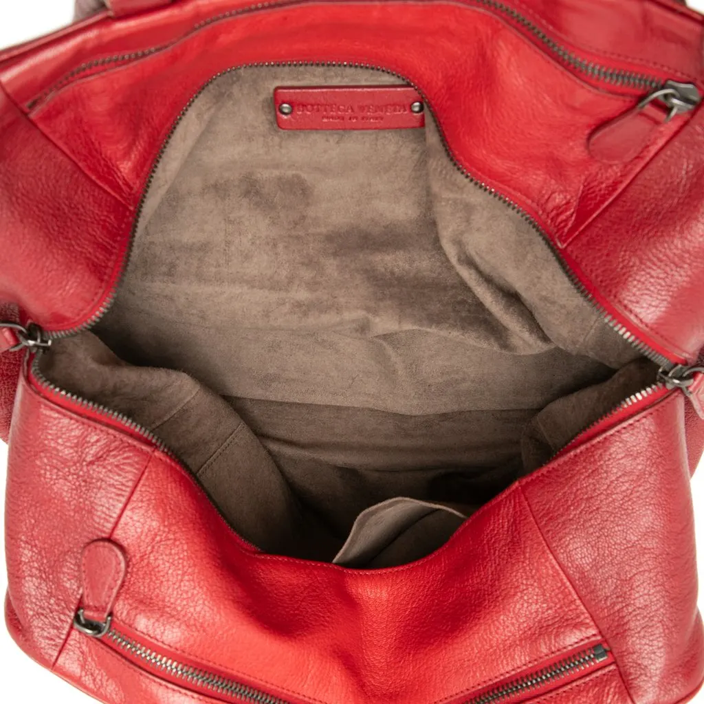 Bottega Veneta Medium Goatskin Madras Sfumato Brera Handbag Red Leather Good - Model View