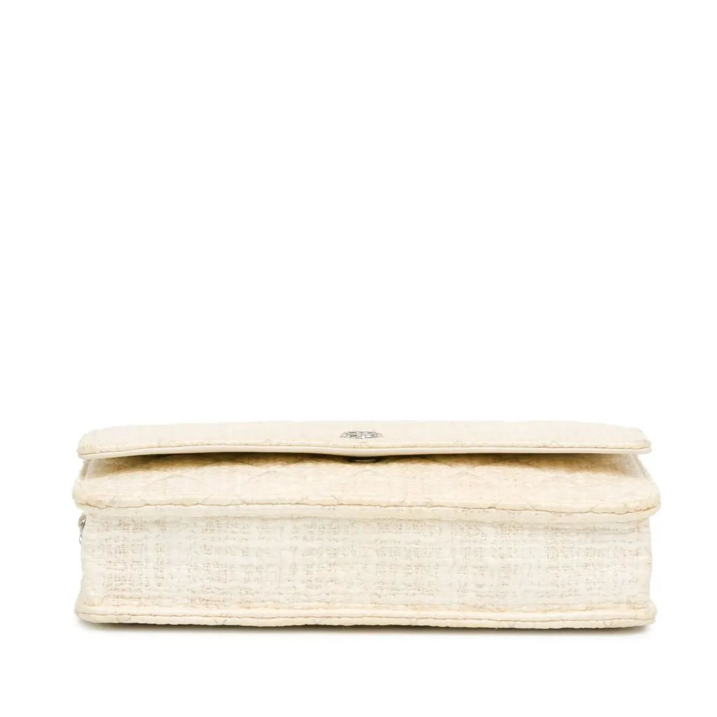 Chanel CC Coated Tweed Wallet On Chain Beige Very good - Model View