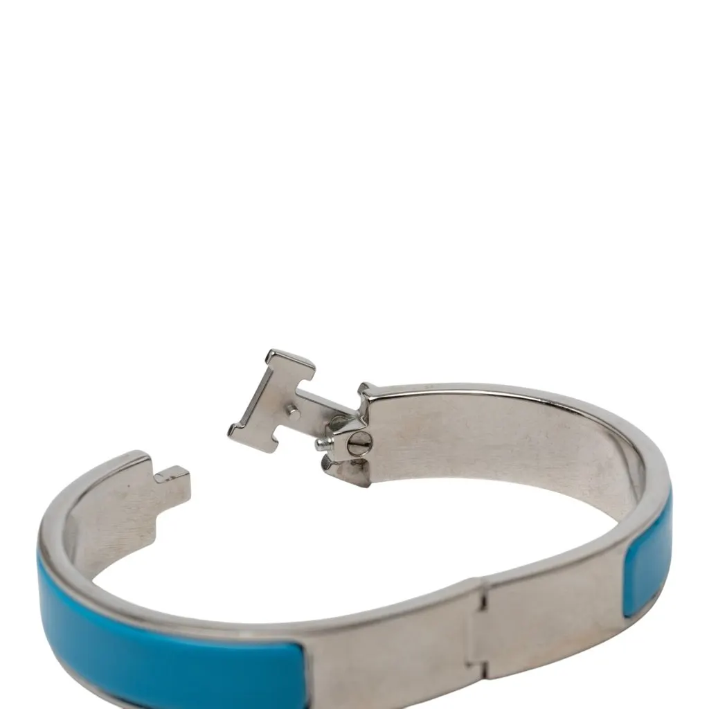 Hermès Narrow Enamel Clic H Bracelet PM Blue Very good - Box View