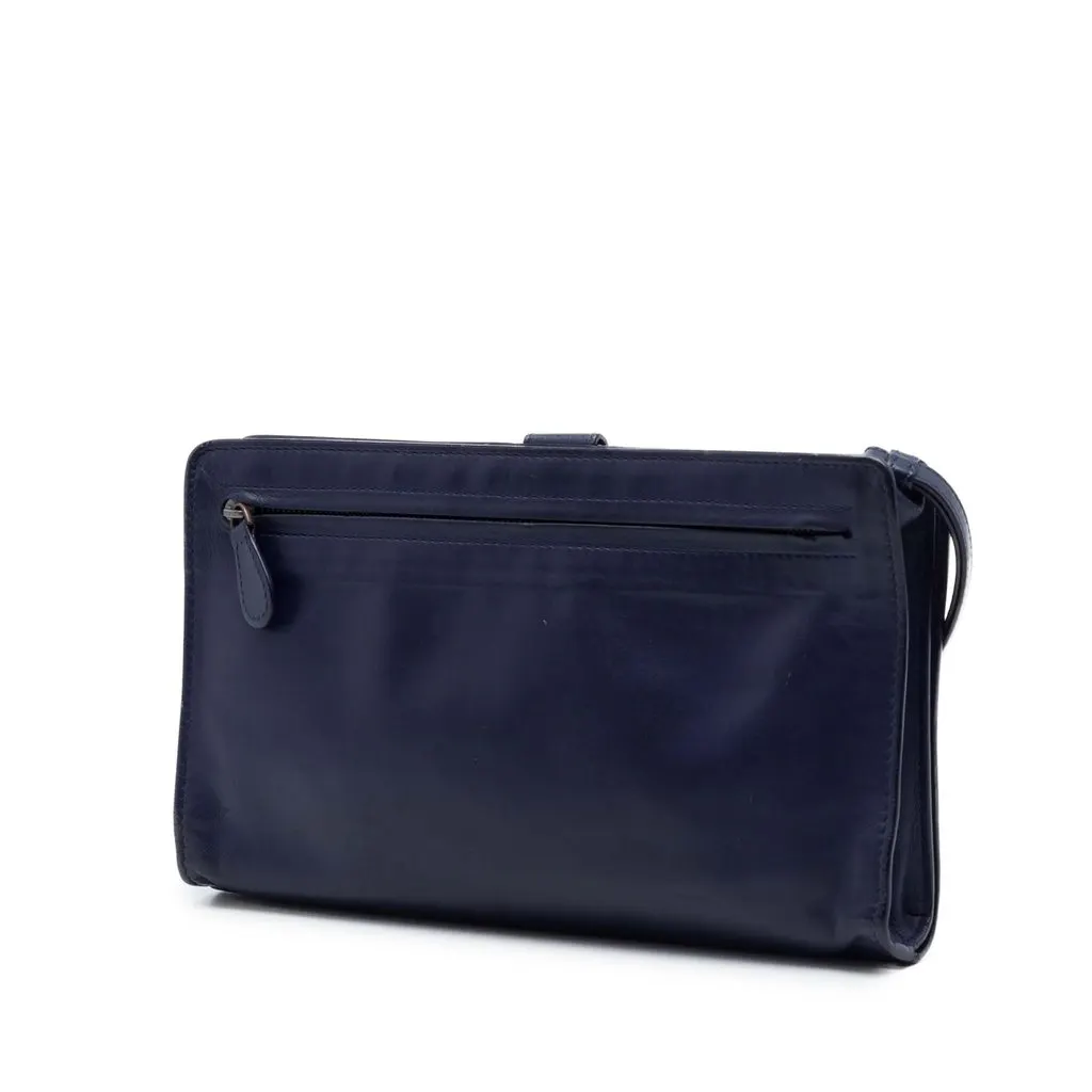 Bottega Veneta Nappa Intrecciato Trimmed Clutch Blue Leather Very good - Back View