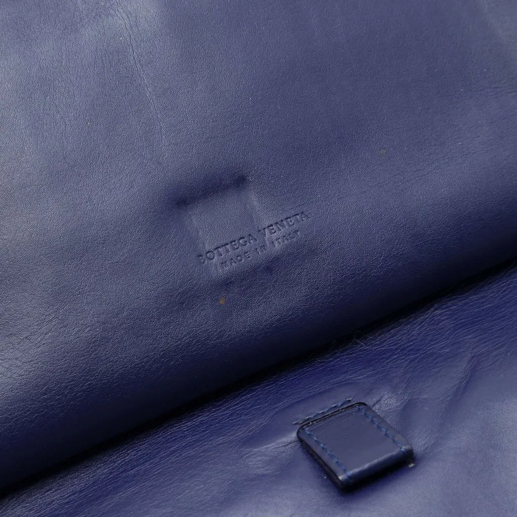 Bottega Veneta Nappa Intrecciato Trimmed Clutch Blue Leather Very good - Box View