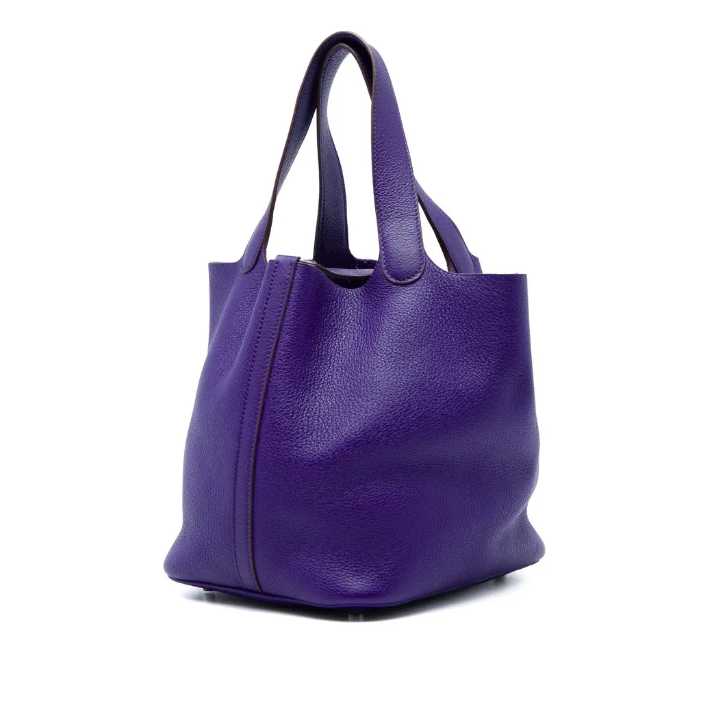 Hermès Clemence Picotin Lock 22 Purple Leather Very good - Back View