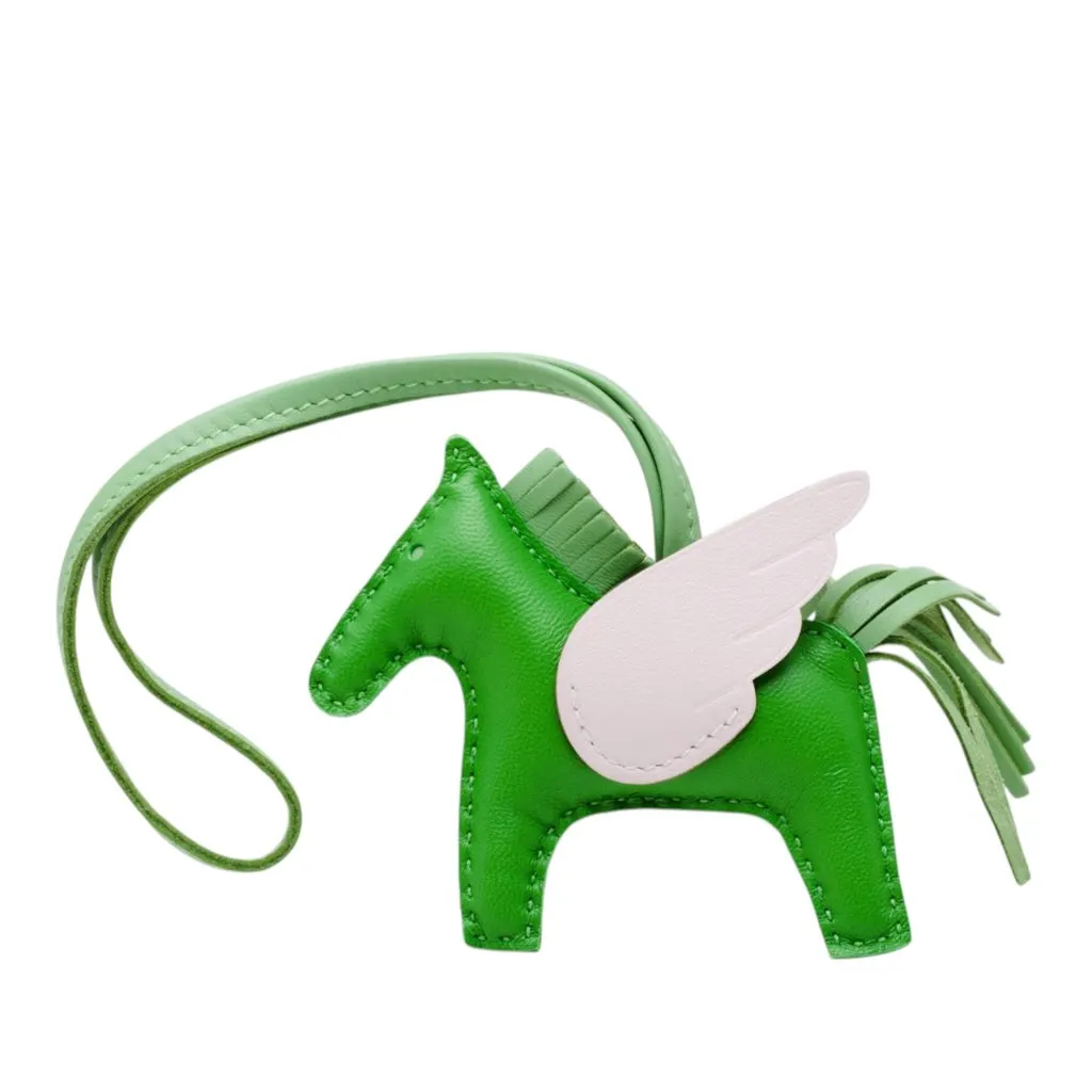 Hermès Milo Lambskin and Swift Grigri Rodeo Pegase Bag Charm PM Green Leather Very good - Front View