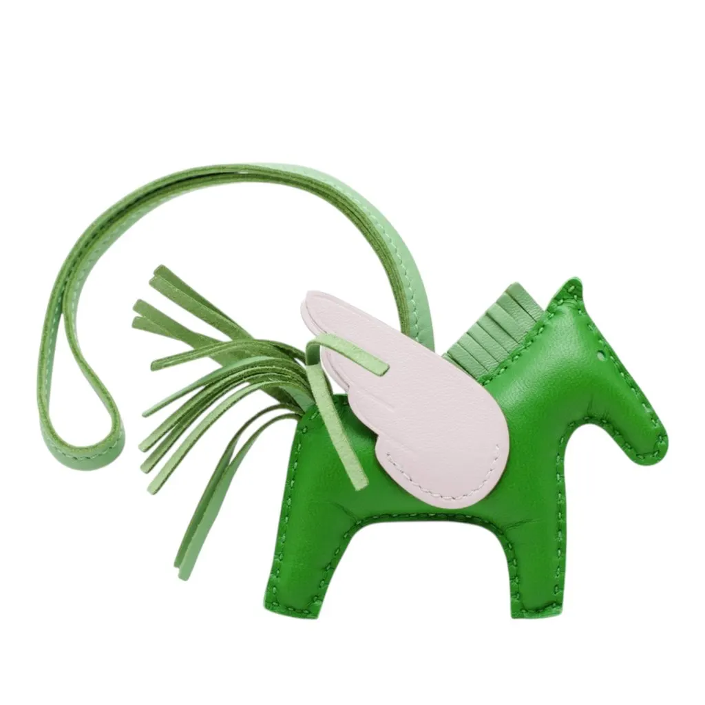 Hermès Milo Lambskin and Swift Grigri Rodeo Pegase Bag Charm PM Green Leather Very good - Back View
