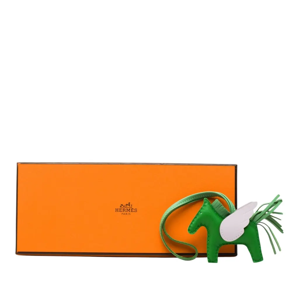 Hermès Milo Lambskin and Swift Grigri Rodeo Pegase Bag Charm PM Green Leather Very good - Box View