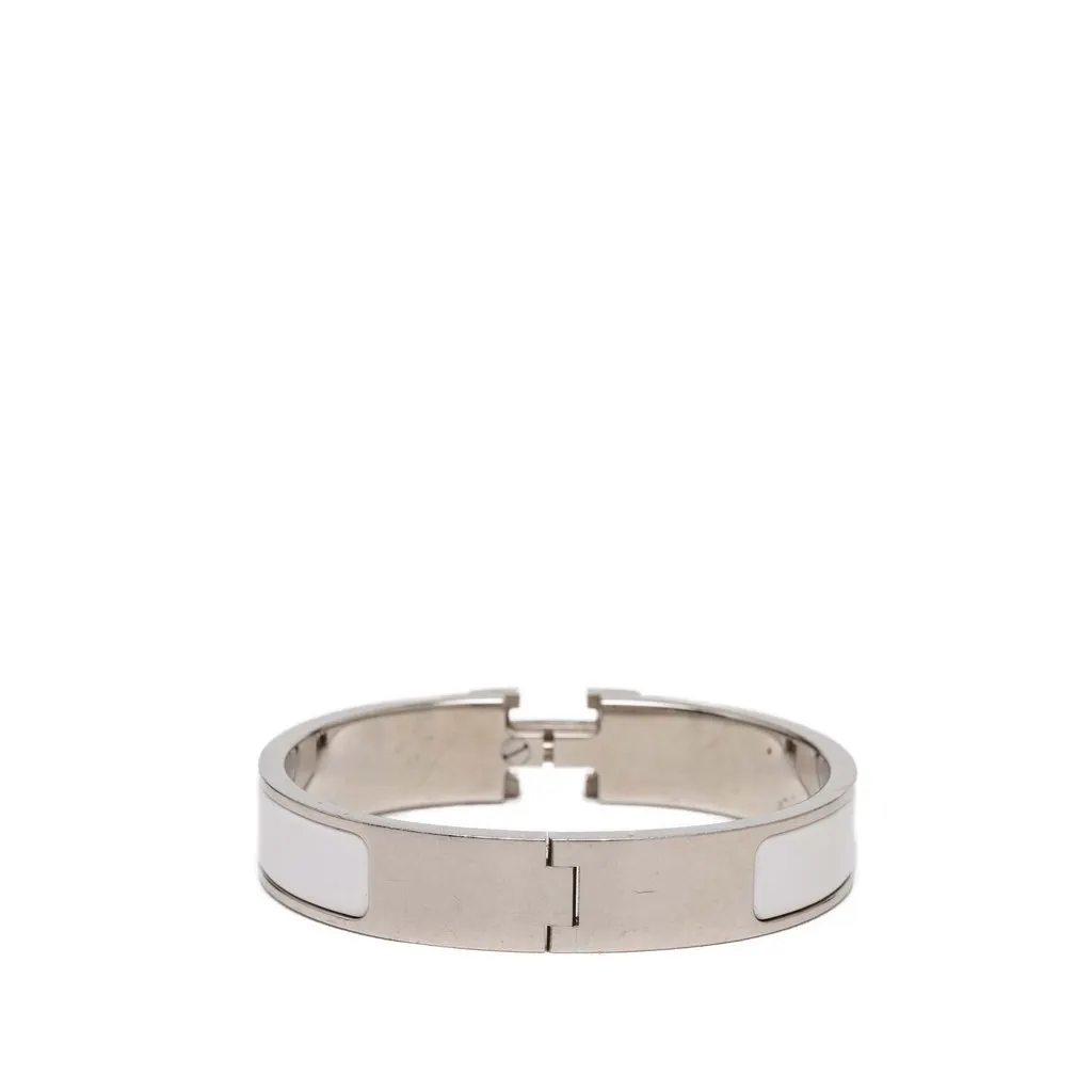 Hermès Narrow Enamel Clic H Bracelet GM White Very good - Inside View