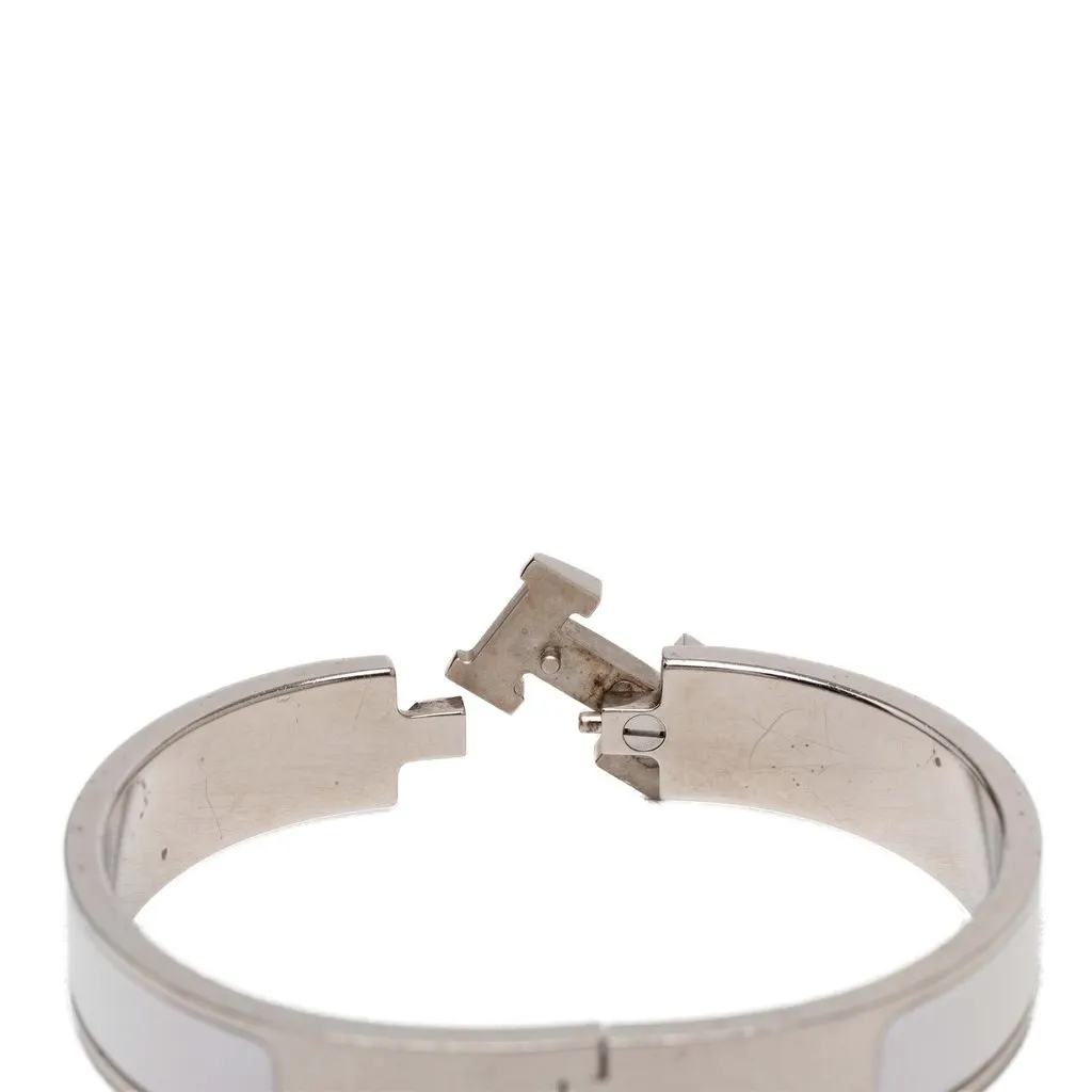 Hermès Narrow Enamel Clic H Bracelet GM White Very good - Box View