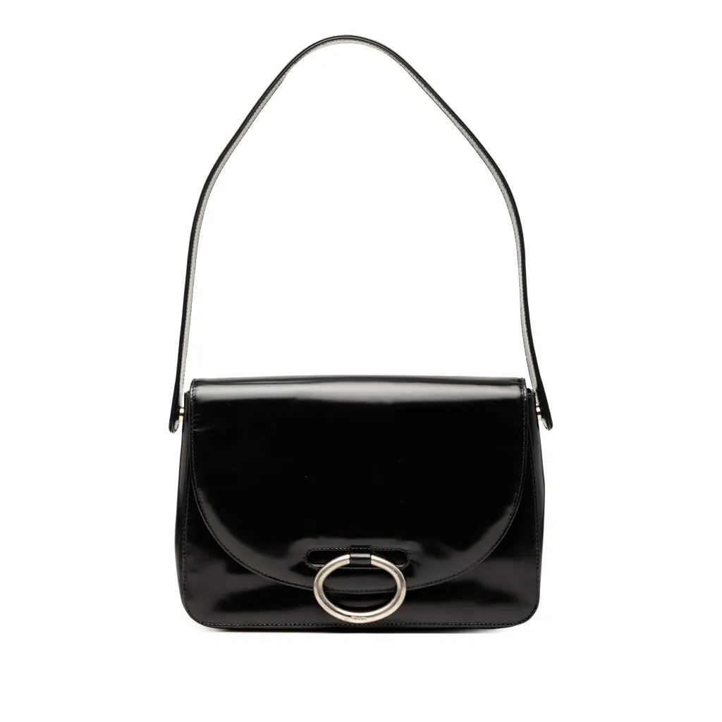 Prada Spazzolato Leather Flap Shoulder Bag Black Leather Very good - Front View