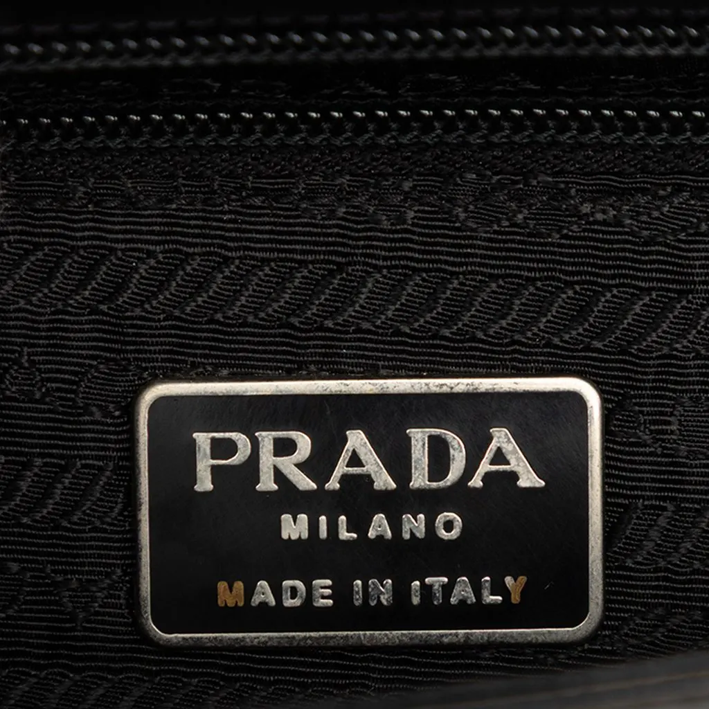 Prada Spazzolato Leather Flap Shoulder Bag Black Leather Very good - Box View