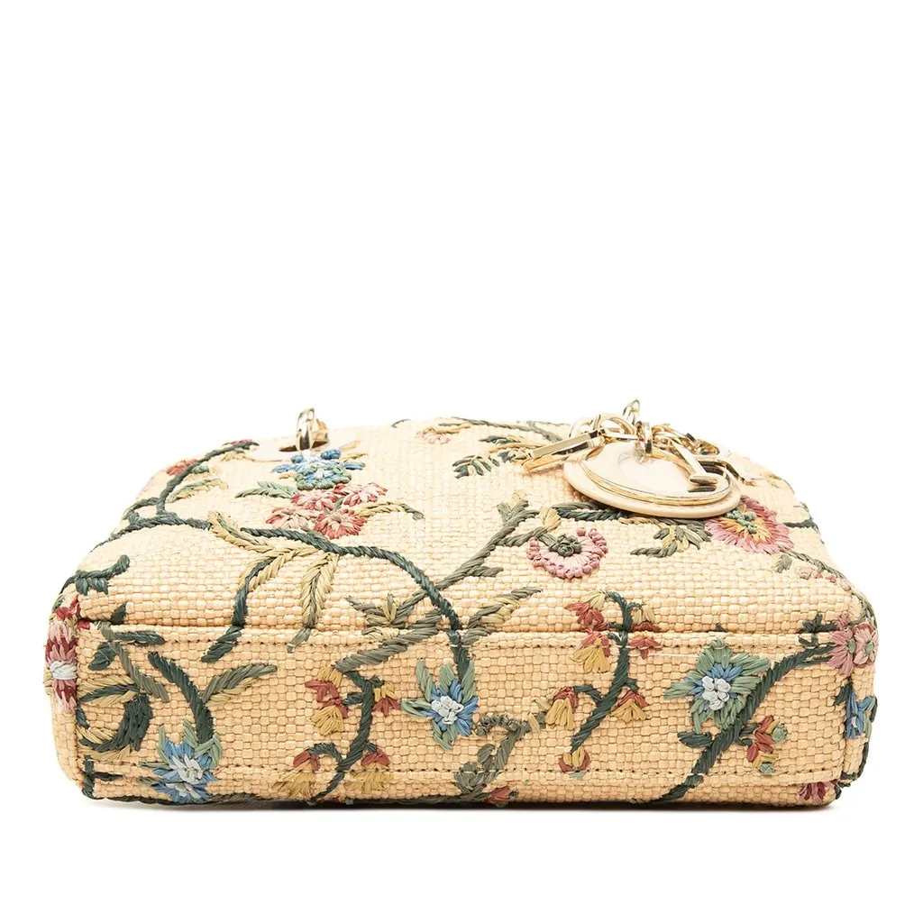 Dior Micro Floral Embroidered Raffia Lady D Joy Beige Rattan Very good - Inside View