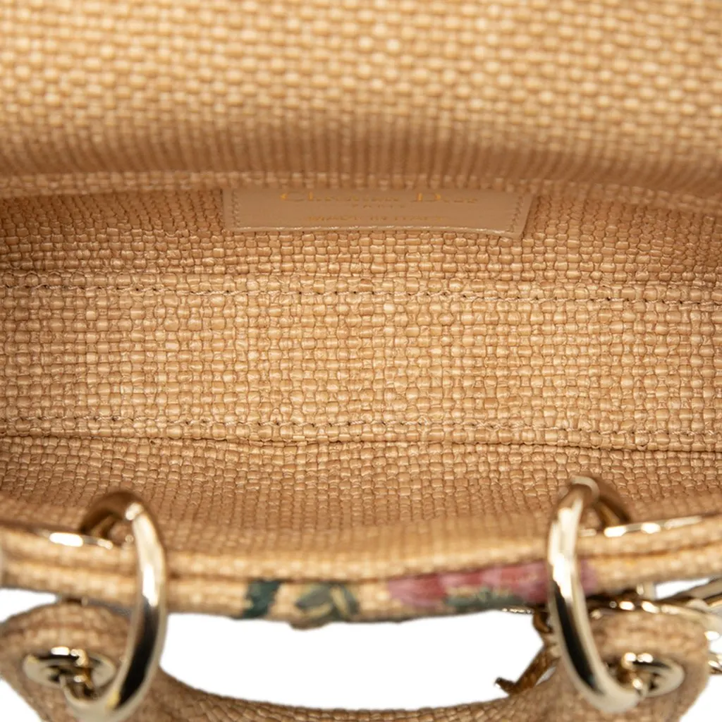 Dior Micro Floral Embroidered Raffia Lady D Joy Beige Rattan Very good - Model View