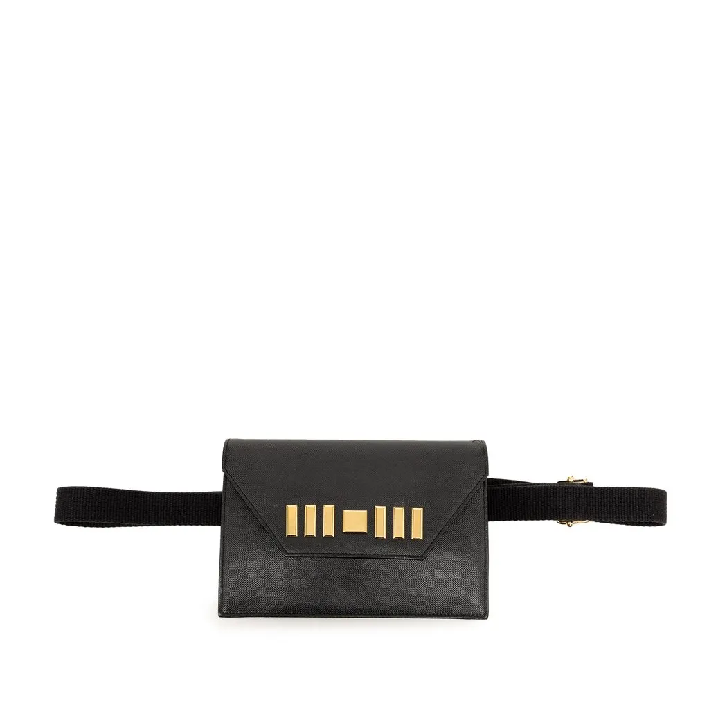 Saint Laurent Studded Leather Belt Bag Black Leather Very good - Front View