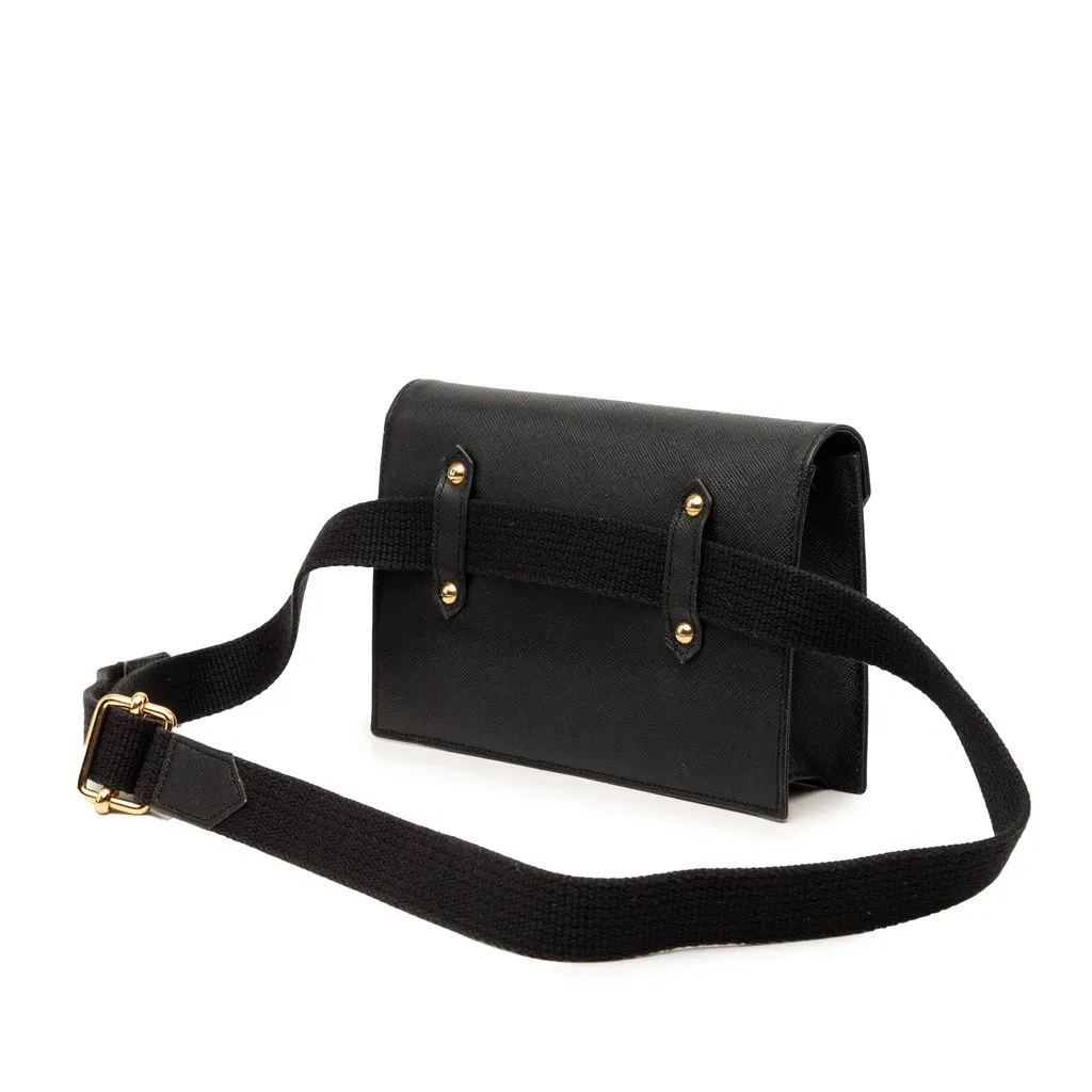 Saint Laurent Studded Leather Belt Bag Black Leather Very good - Back View