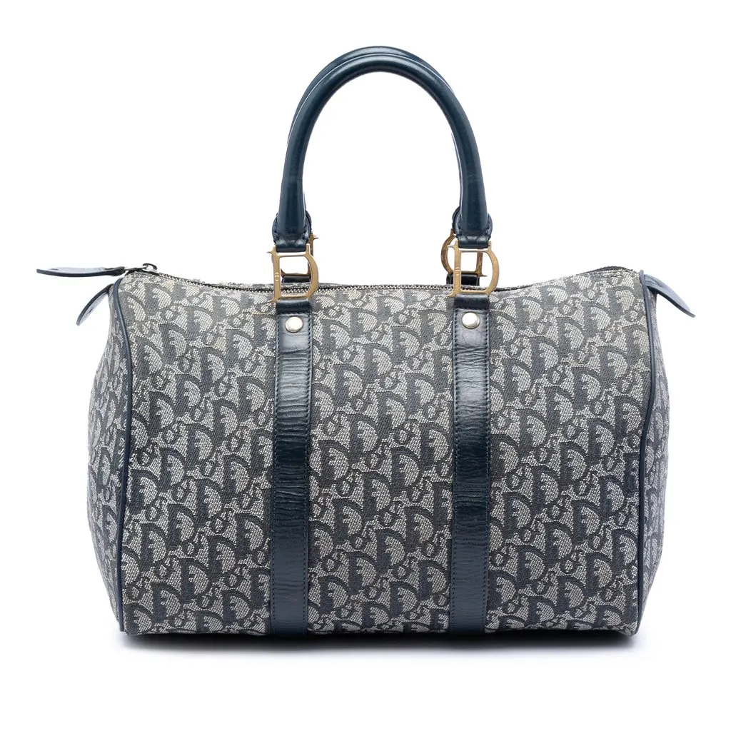 Dior Diorissimo Trotter Canvas Boston Bag Blue Very good - Front View
