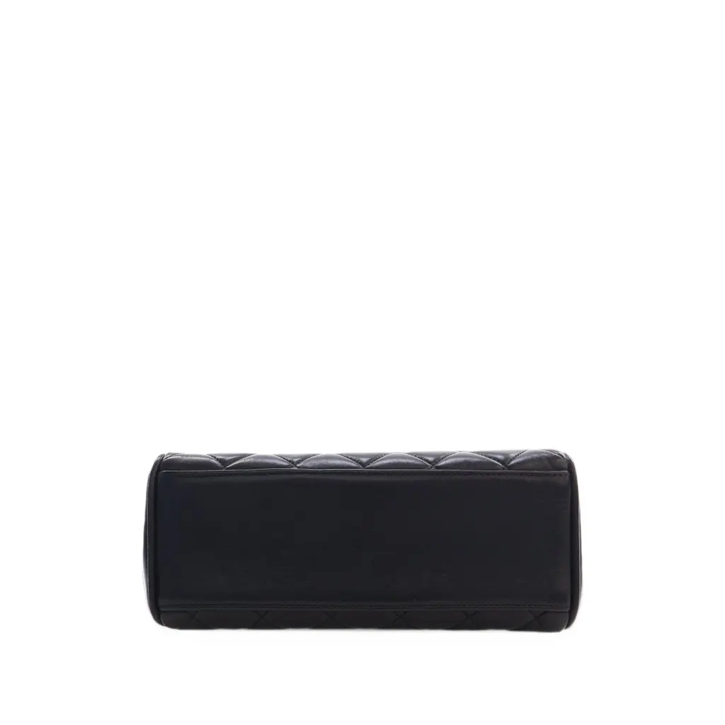 Chanel Mini Quilted Lambskin Kelly Top Handle Bag Black Leather Good - Inside View