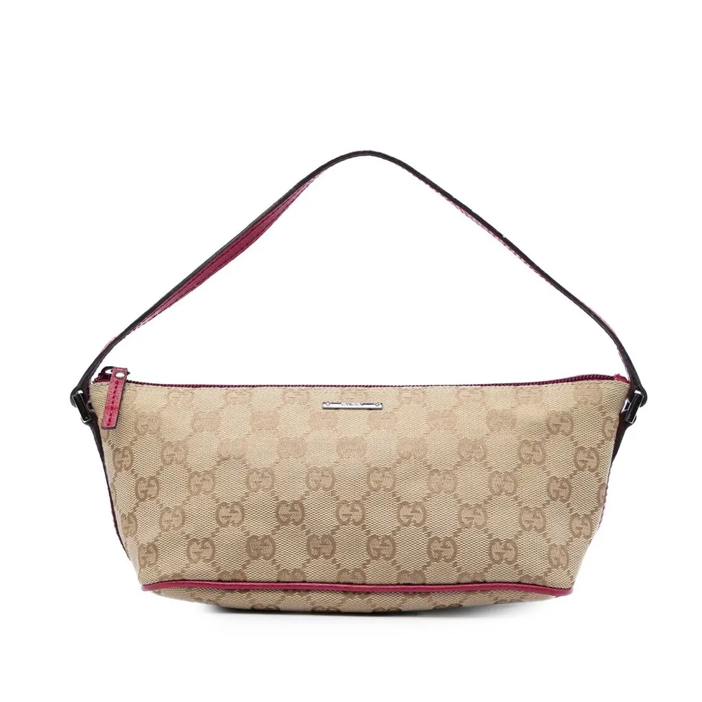 Gucci GG Canvas Boat Beige Leather Very good - Front View