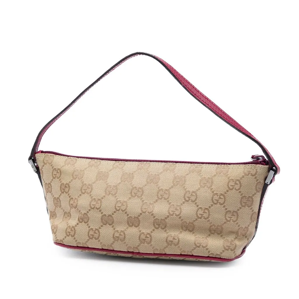 Gucci GG Canvas Boat Beige Leather Very good - Back View