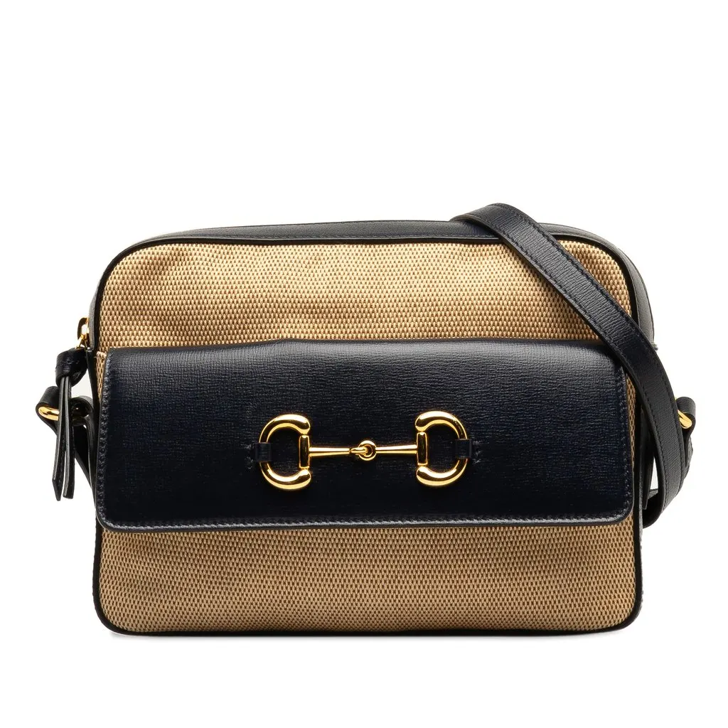 Gucci Horsebit 1955 Flap Pocket Camera Bag Beige Good - Front View