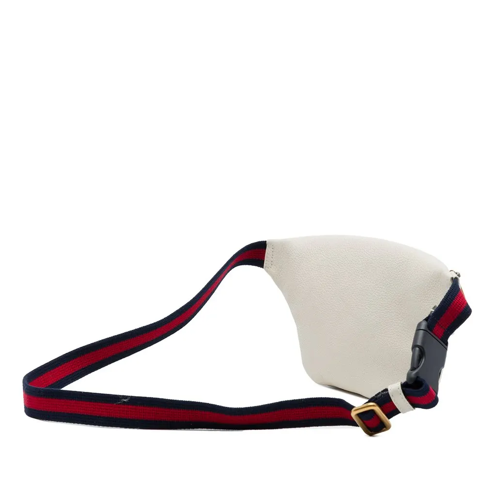 Gucci Small Grained Calfskin Web Logo Belt Bag White Leather Very good - Back View